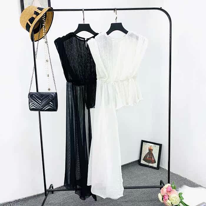 設計感雪紡衫夏季新款洋氣圓領收腰小衫個性不規則中長款百褶上衣在類目 女裝/女士精品, 蕾絲衫/雪紡衫中 - 來自Buy2taobao.com提供專業的淘寶代購服務