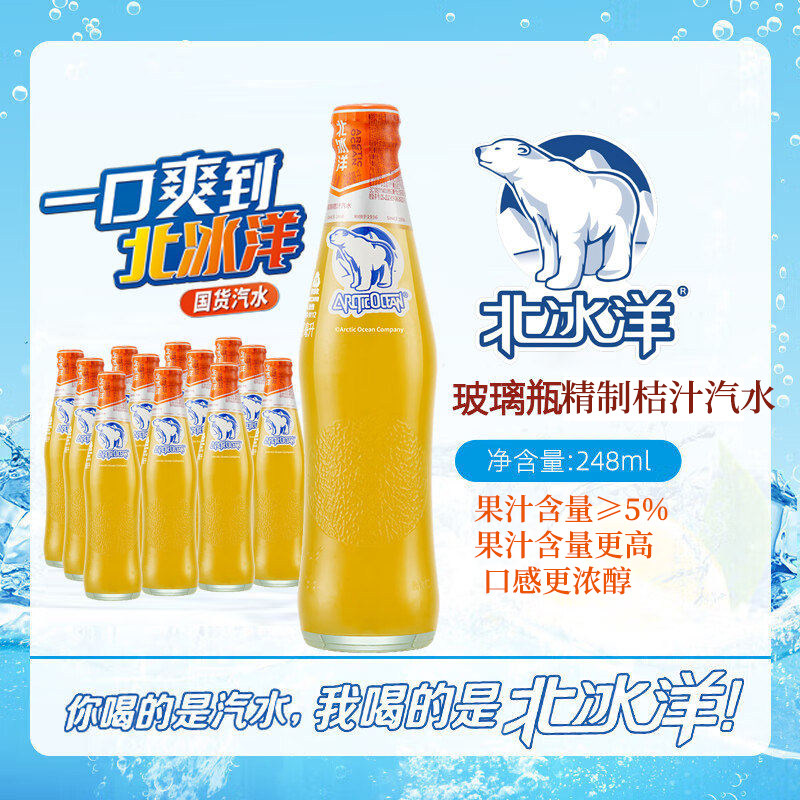 北冰洋精制桔汁碳酸汽水248ml6瓶