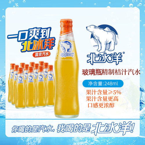 北冰洋精制桔汁碳酸汽水248ml6瓶