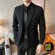 职业黑色西装 加绒加厚西服套装 商务正装 修身 休闲外套秋冬 结婚男士