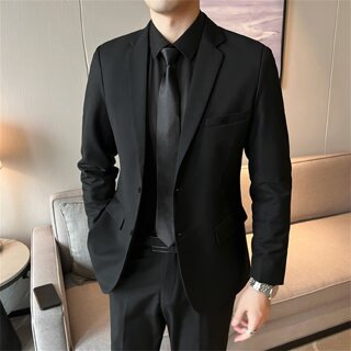 西服男外套修身黑色休闲商务正装职业韩款青年加大码伴郎单件西装