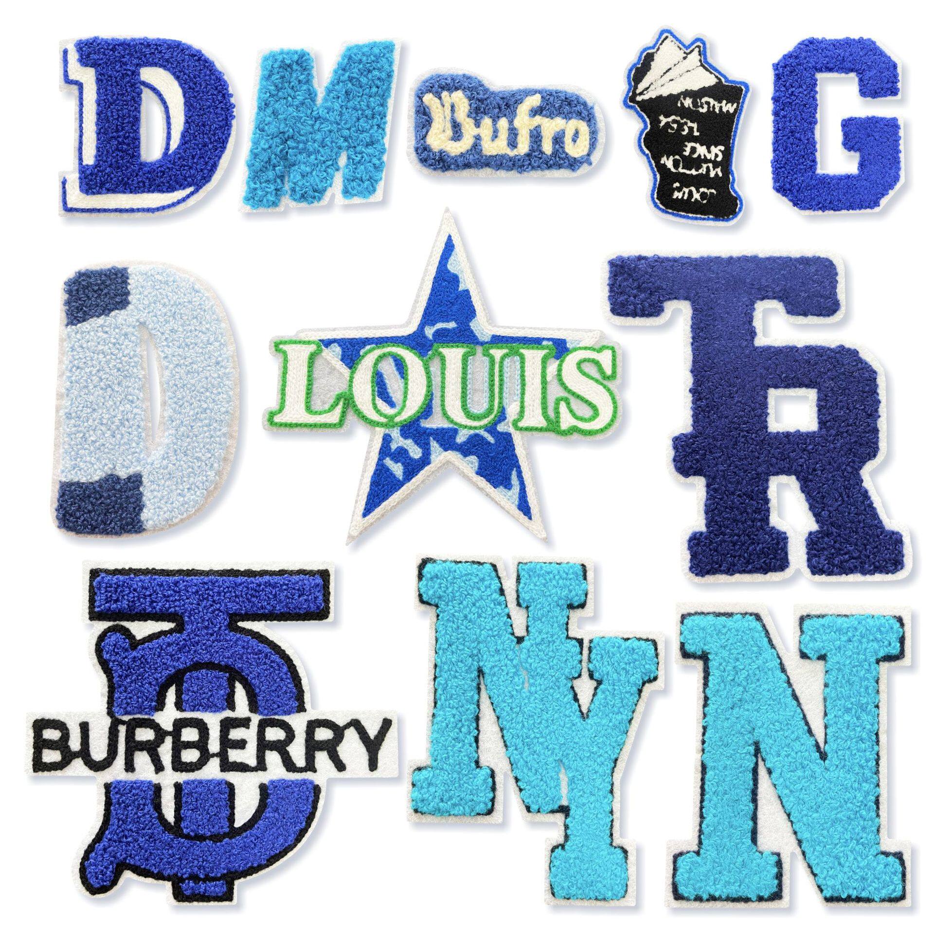 毛巾绣绣花标多色字母补丁贴中尺寸毛衣羽绒服装辅料可爱刺绣布贴