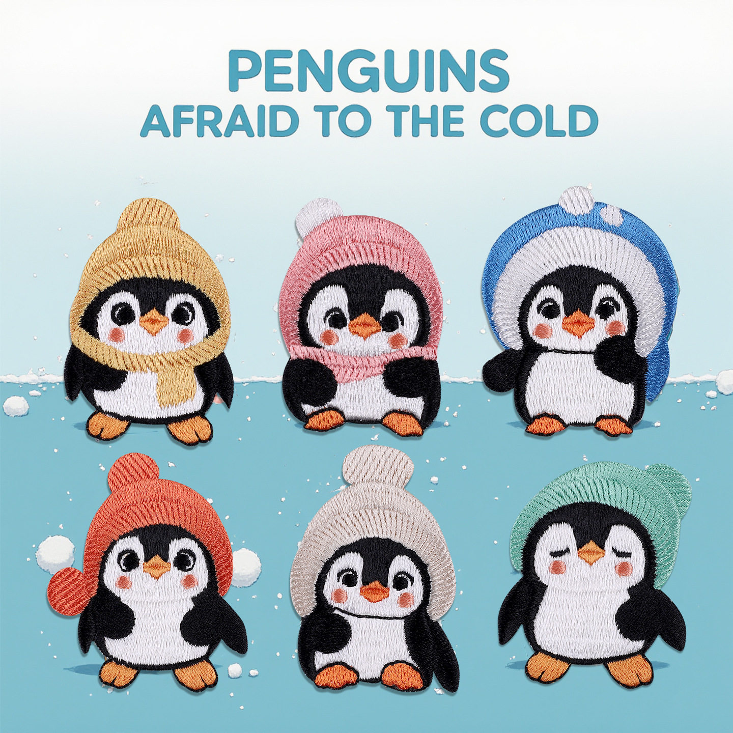 可爱企鹅刺绣布贴围巾羽绒服装饰手账iPad手机自粘衣服破洞补丁贴