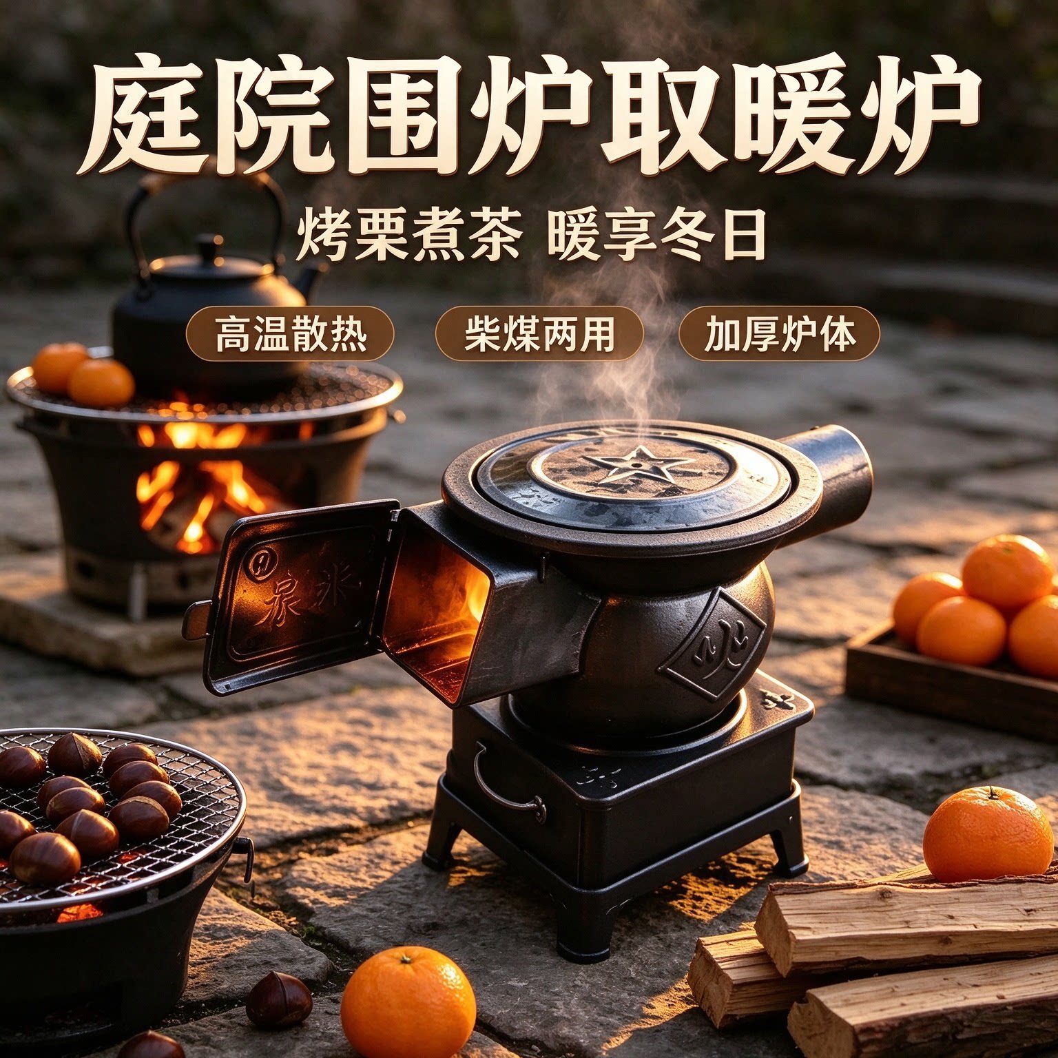 北方家用取暖炉加厚炉体可接烟管