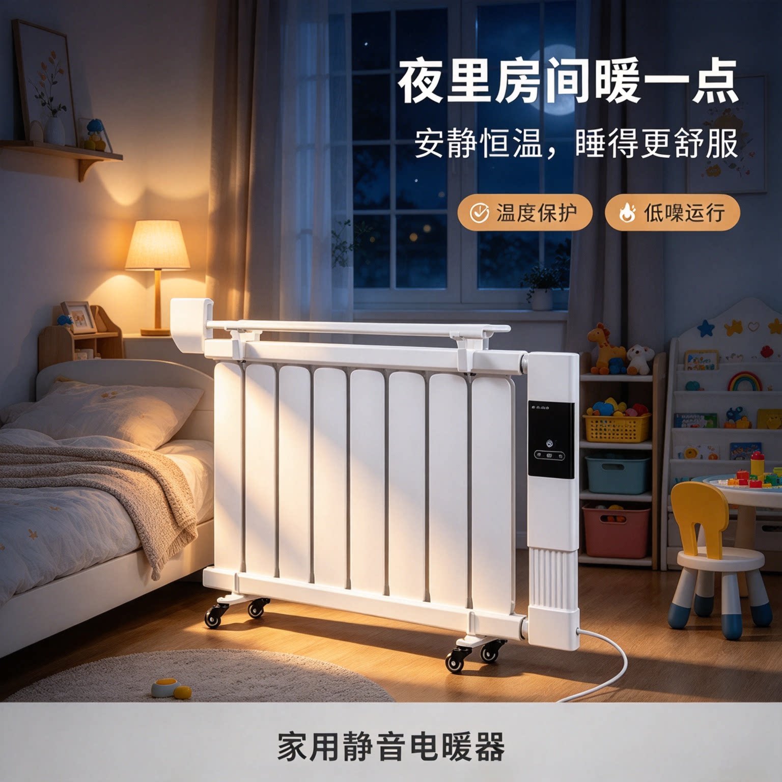 可移动水暖电暖器家用插电万向轮