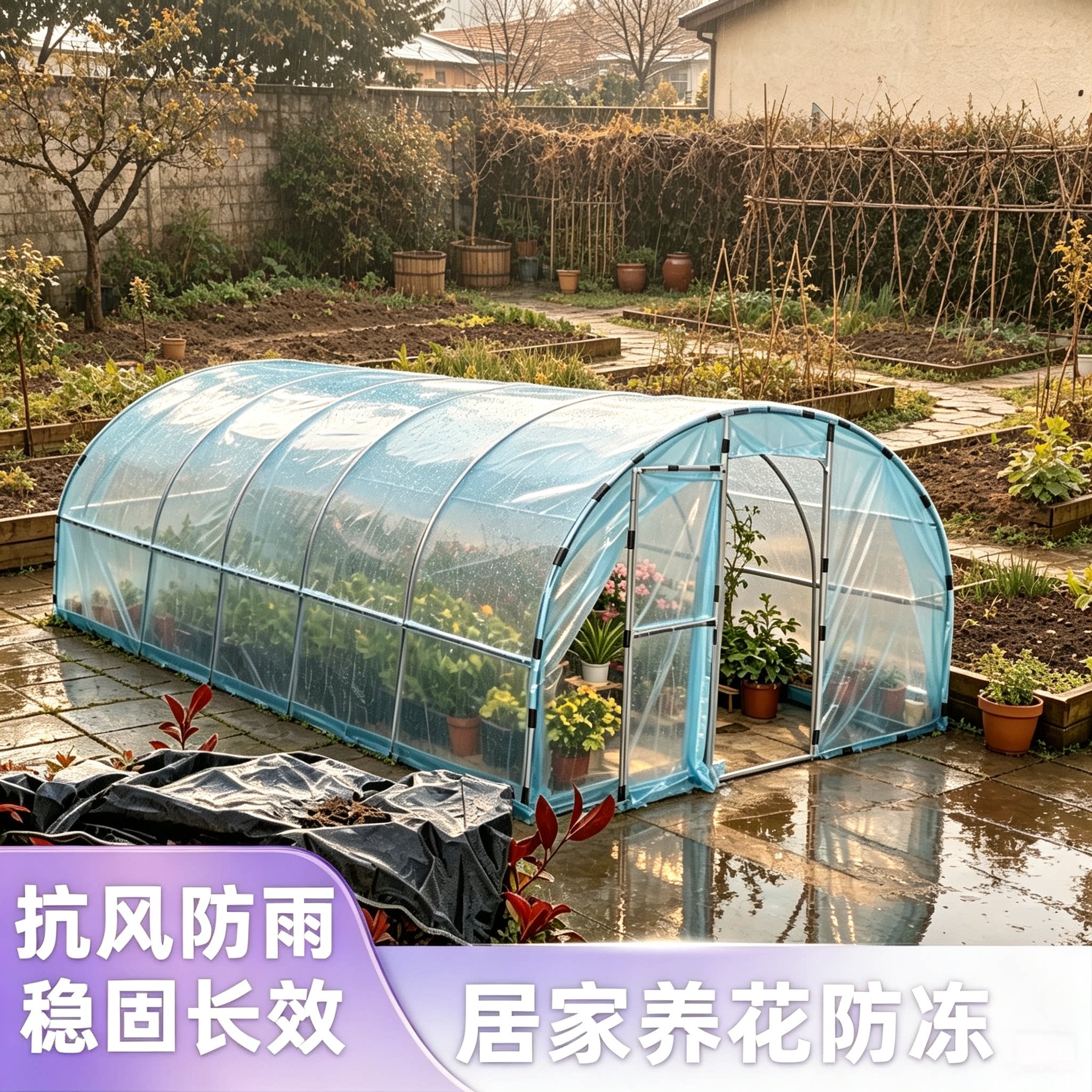 暖房花棚阳光棚植物过冬季蔬菜
