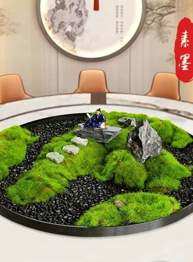 餐桌花摆设山水造景大圆桌花绿植