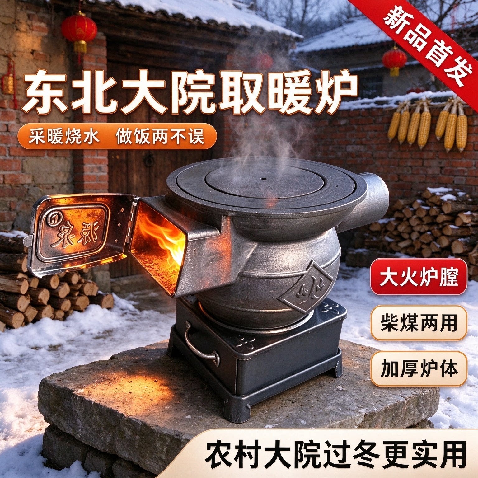 农村柴煤两用采暖炉加厚耐磨铸铁