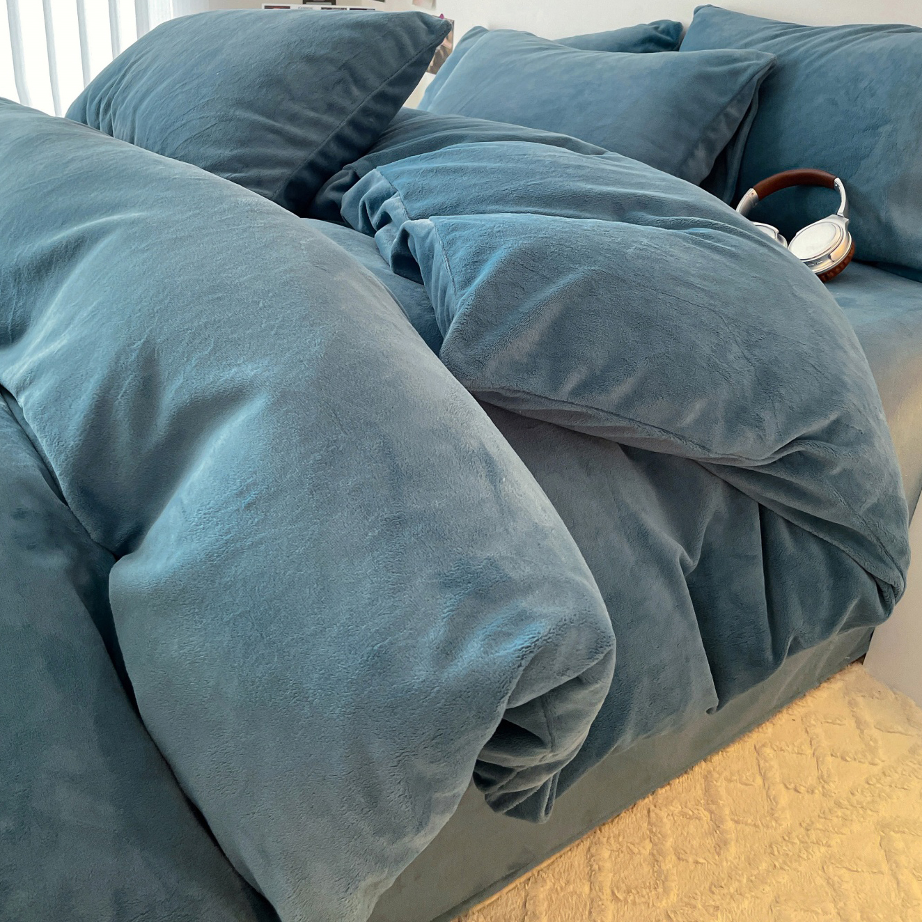 纯色系牛奶绒四件套冬季加厚保暖