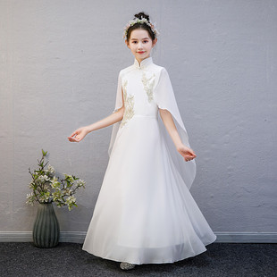 儿童款古筝演出服女中大童仙女飘逸中国风钢琴二胡表演服舞蹈长裙