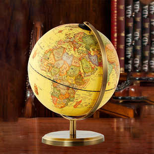 居家摆件装 饰品复古仿古桌面地球仪礼古铜色轻奢大号书房办公高清