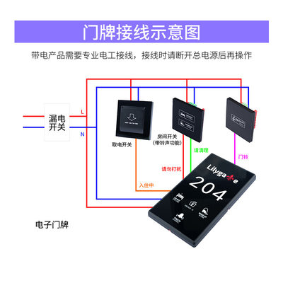 酒店门牌宾馆电子门显插卡取电开关房间号门牌号联体开关led发光