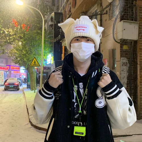 毛线帽逛街可爱情侣秋冬潮牌帽子