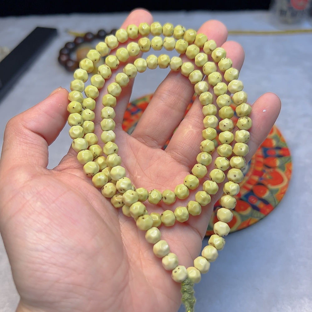 毕业级海南星月原生态骨瓷白7改找星星手工无相108脖挂多圈手链