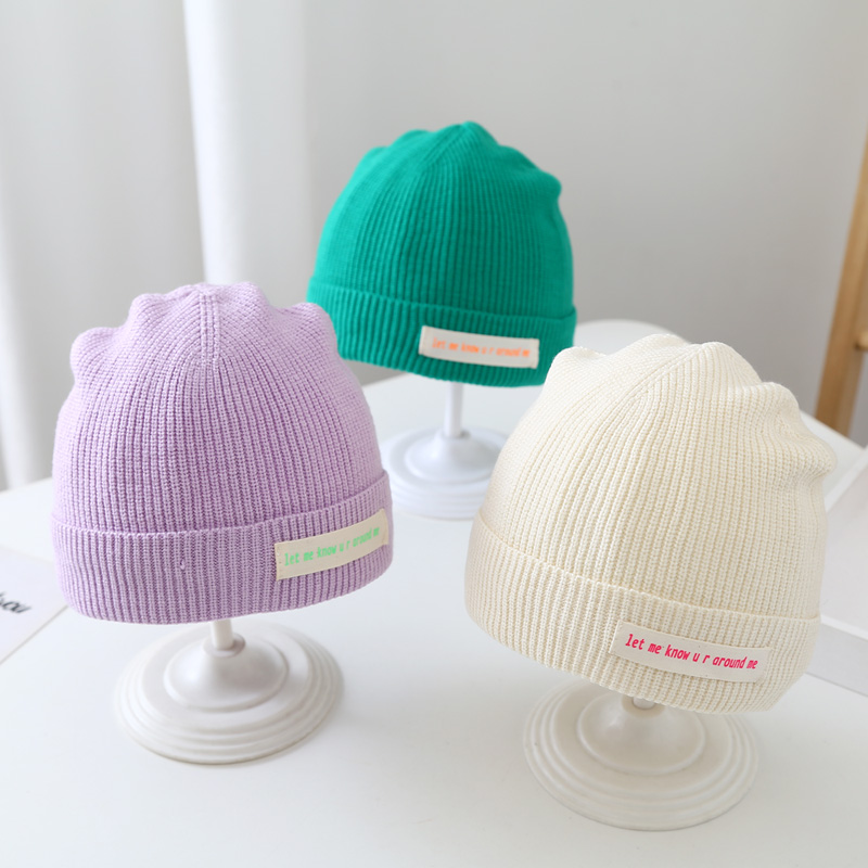 秋季韩版糖果色瓜皮帽1-6岁男女宝宝个性洋气针织帽子5毛线套头帽