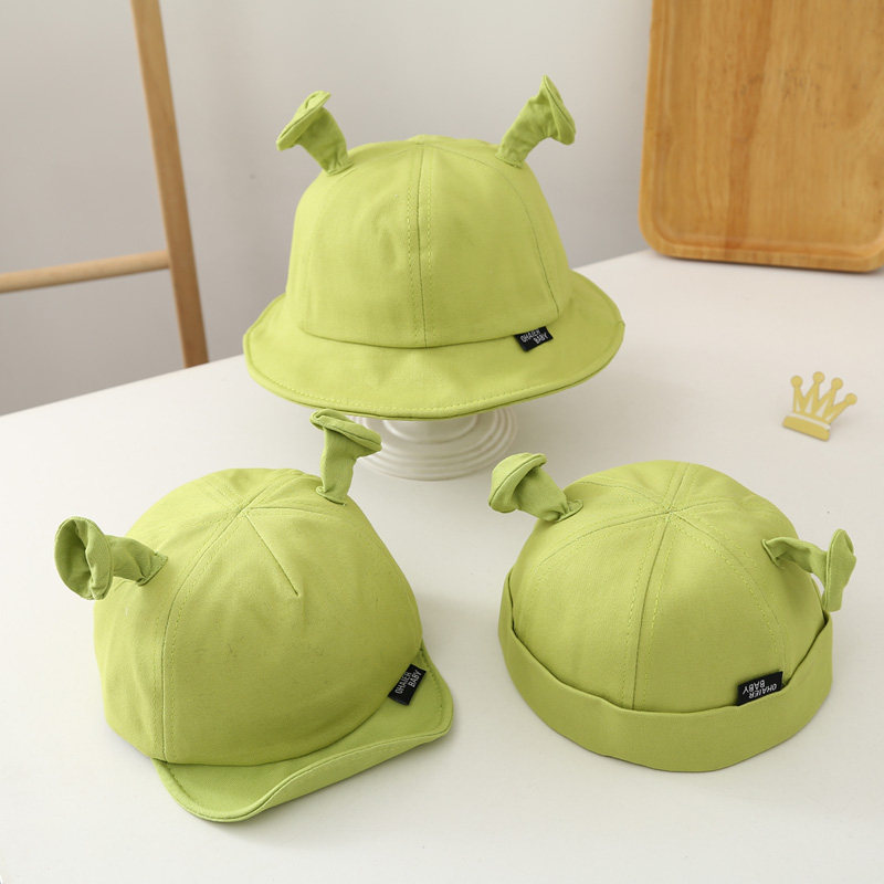 儿童卡通搞怪帽子婴儿宝宝绿色怪物地主帽男童女童2022春季瓜皮帽