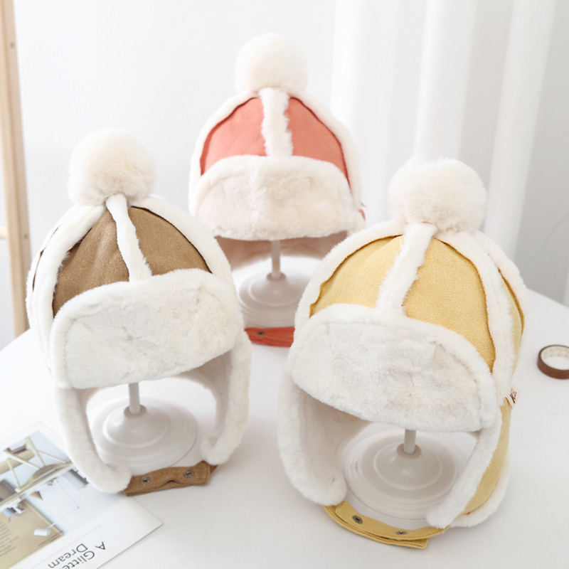 冬季保暖麂皮绒可爱风休闲护耳帽