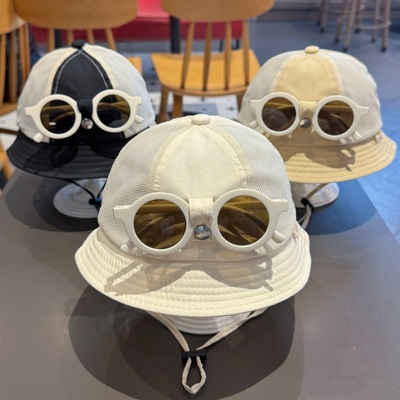 1-3岁儿童防晒帽夏季太阳帽2025新款渔夫帽遮阳帽子男女童带墨镜