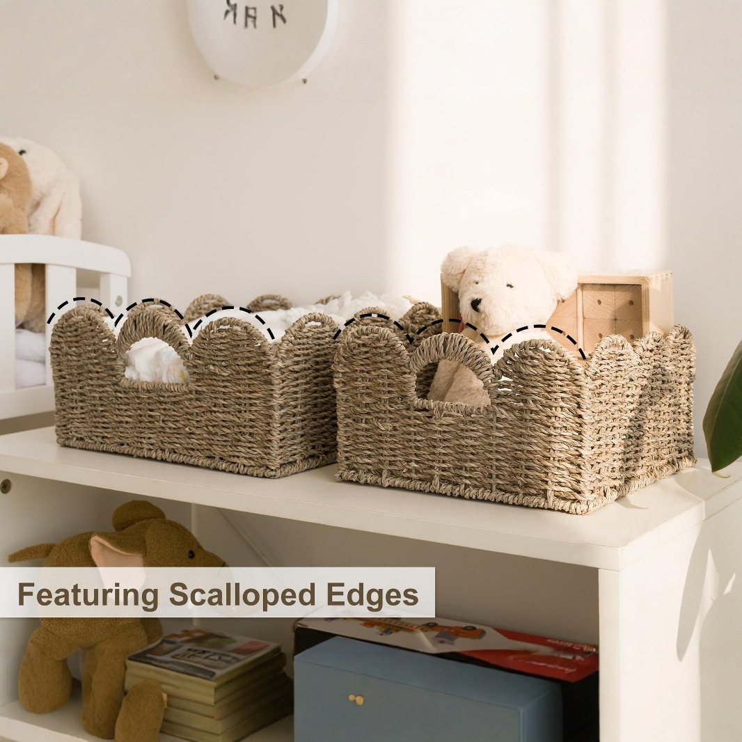 海草编织扇形收纳篮家居装饰花边