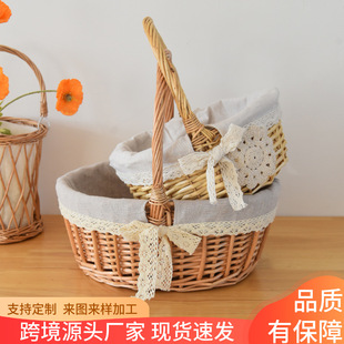 手提花篮月子鸡蛋篮子藤柳编水果篮礼品编织筐野餐零食收纳馒头筐