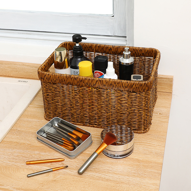 编织收纳筐家用桌面玩具杂物零食