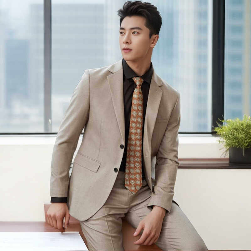 高级感男单西男商务休闲职业正装新郎礼服修身西装外套伴郎团轻奢