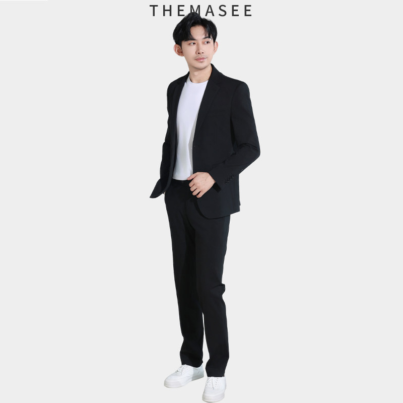 THEMASEE西装新款黑色商务休闲修身小西服套装男上班潮两件套西服