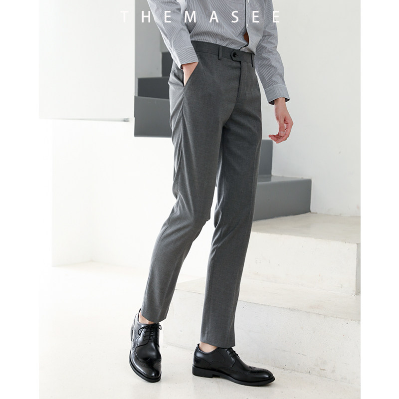 THEMASEE西裤|薄款修身深灰色西裤子直筒正装夏季商务裤上班休闲
