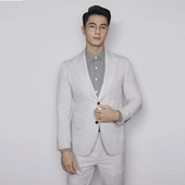 浅灰修身 夏薄款 商务休闲个性 西服套装 两件套 男装 抗皱纯色西装 新品