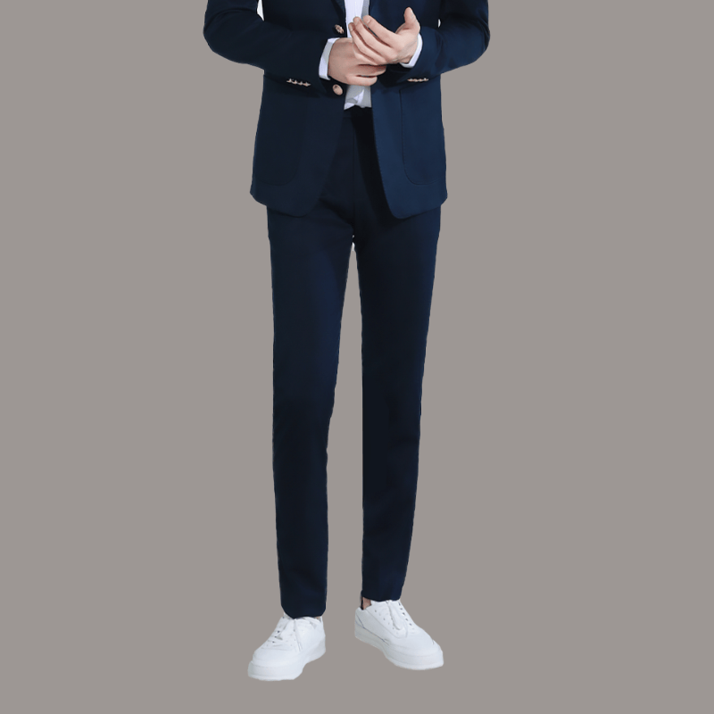 藏青长裤西裤通用裤装修身春秋