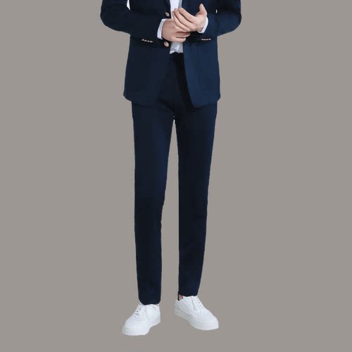 藏青长裤西裤通用裤装修身春秋