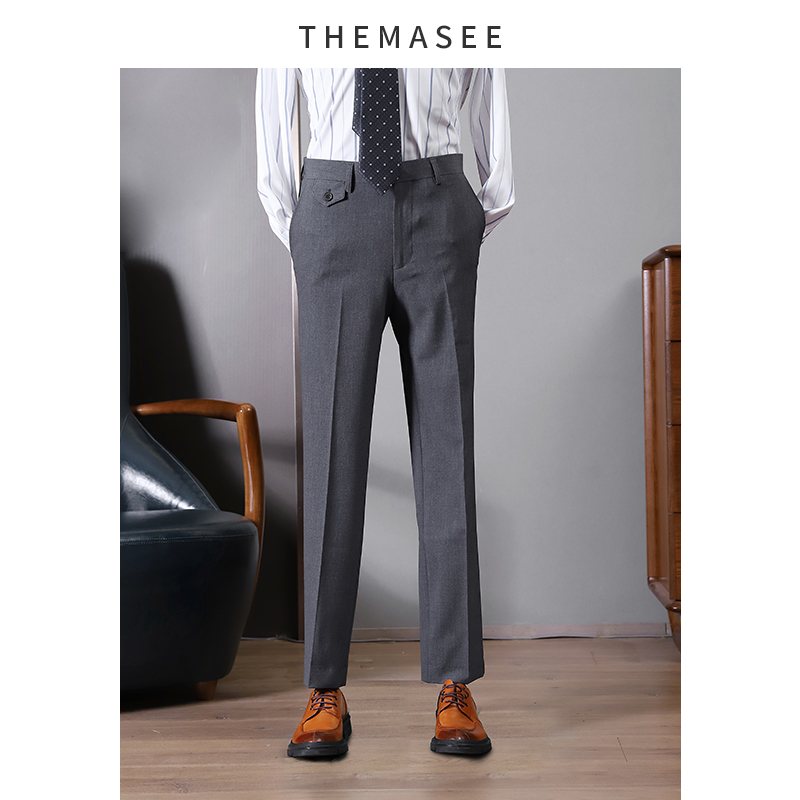 灰色商务休闲上班修身正装新品