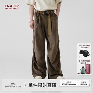 BJHG不计后果工装裤子男款秋季直筒宽松运动长裤休闲灯芯绒伞兵裤