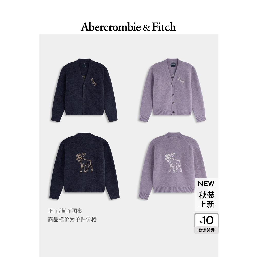 AF男装25秋季新款美式经典大麋鹿LOGO针织开衫毛衣外套KI120-5180