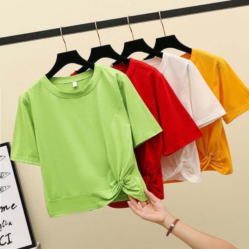 With cotton design Short sleeved T-shirt 2020 summer new pattern Korean Edition Self cultivation Show thin have cash less than that is registered in the accounts Waist jacketin the Women's clothing/Boutique , T-shirt  category - from Buy2taobao.com to provide professional Taobao agent buy service