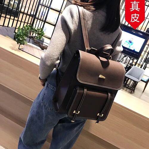 书包双肩包大学生新款真皮通勤包校园背包韩式行李包2026女复古风