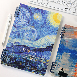 活页线圈本不硌手可拆卸油画系列笔记本子80克纸考研记事本学生作业本书B5高颜值横线本子