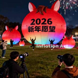2026马年生肖马气模定制新年许愿球充气春节景区古城公园发光装置