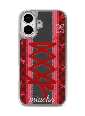 MIUCHO红色绑带镜面蝴蝶结新年款适用iPhone16promax银色手机壳磨砂ins风苹果15promax本命年14pro少女心小众