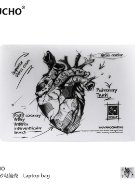 MIUCHO磨砂心脏电脑壳适用于苹果22款M2简约air13透明macbook14适用pro原创设计防摔pro16寸防磕碰保护硬壳