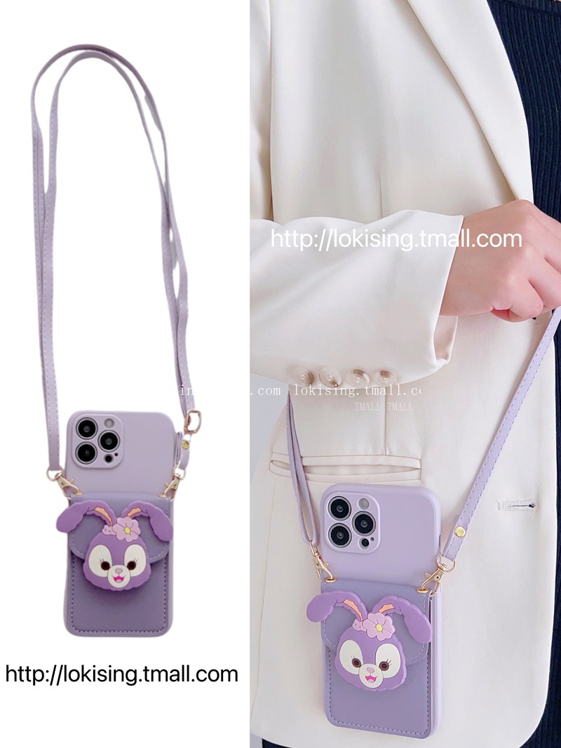 卡通零钱卡包适用15/16pro苹果14pro手机壳iphone13promax斜挎11/12promax背带78plus兔子防摔xr硅胶13软套xs