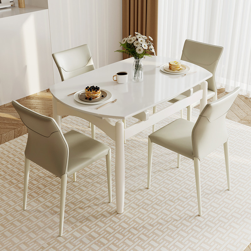 双虎 岩板餐桌家用小户型折叠伸缩可变圆桌轻奢现代简约饭桌23703