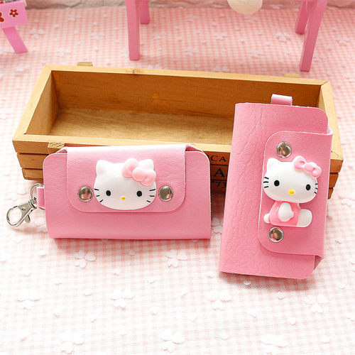 hellokitty皮革凯蒂猫便携钥匙包