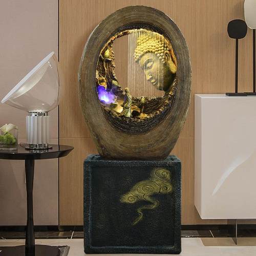 客厅玄关电视柜旁招财景观工艺礼品摆饰装饰加湿器中式流水摆件落