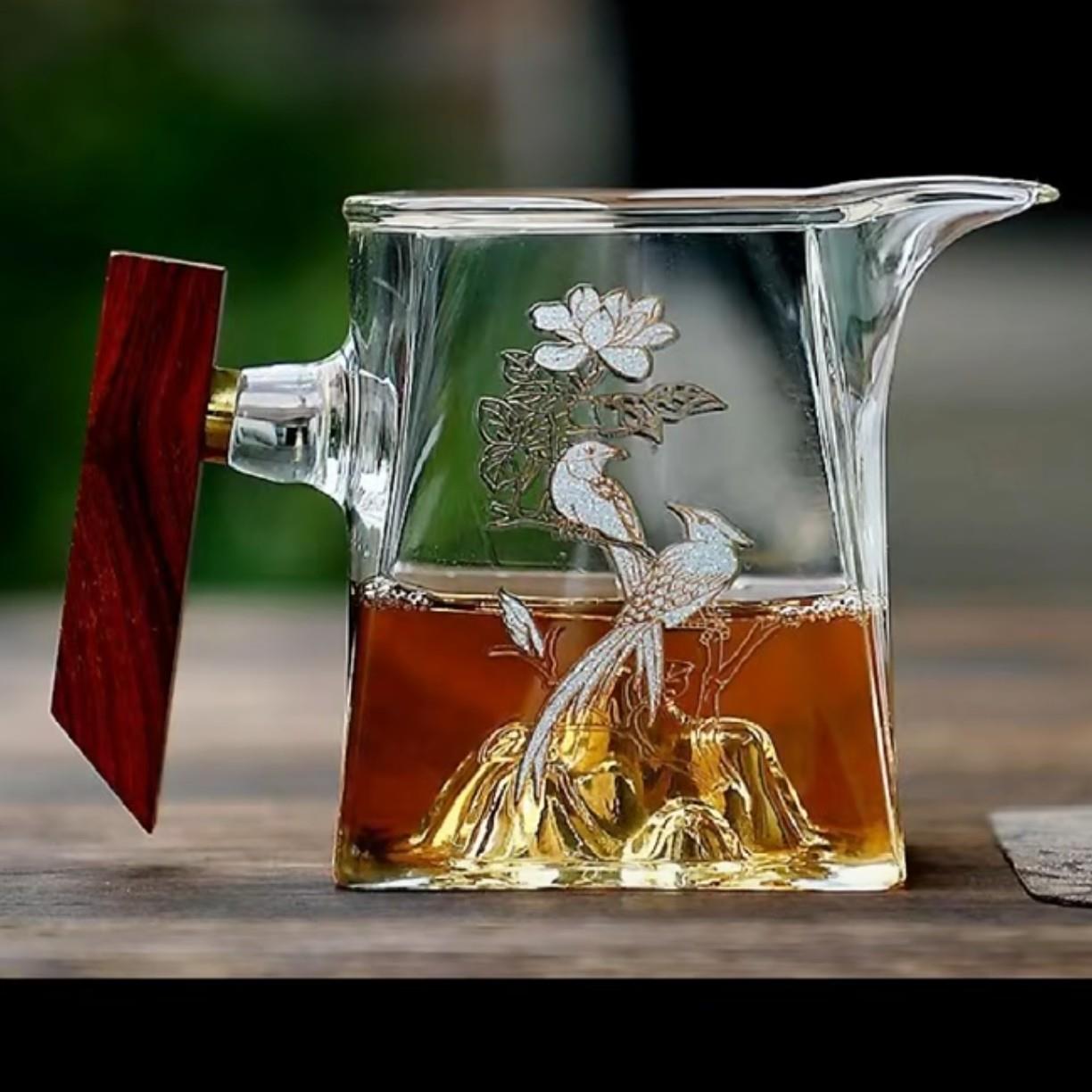 加厚玻璃公道杯喜鹊登梅泡茶杯茶器茶海公杯配件分茶器红茶茶具