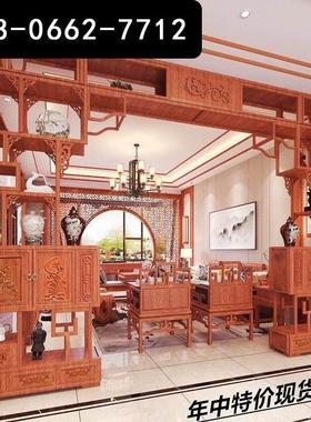 博古架中式隔断客厅新中式展示柜实木月亮门彷古月洞门古典