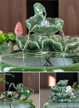 陶瓷鱼缸周边流水摆件增氧过滤养鱼流水瀑布造景搭配大全自循环水