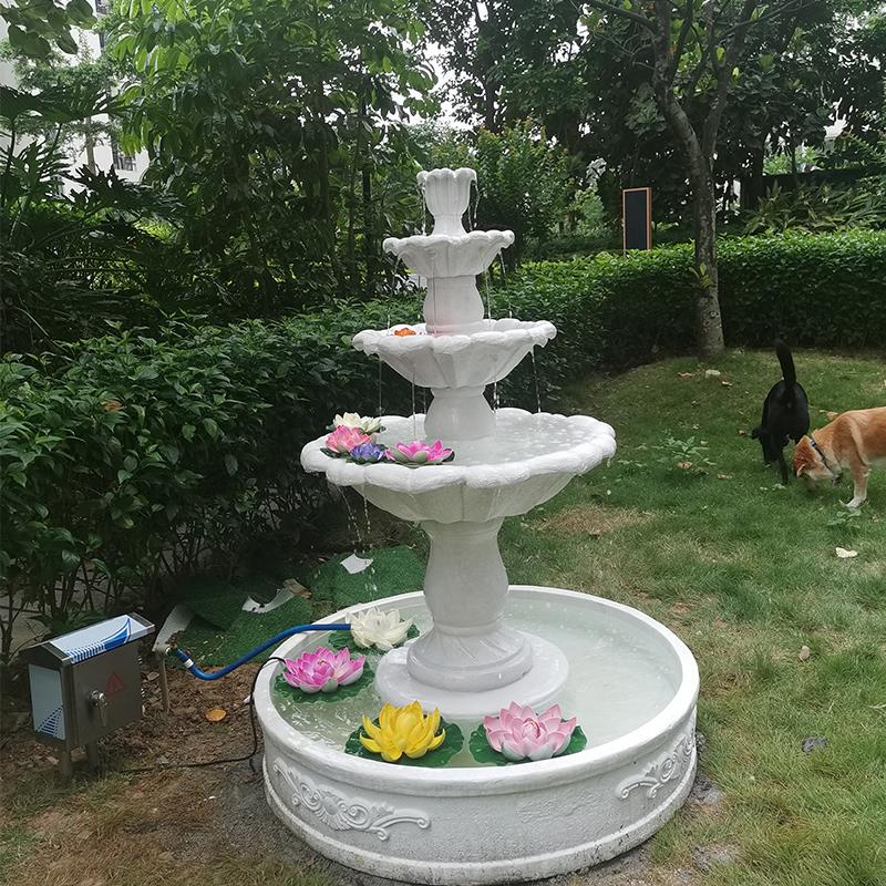 欧式三层婚庆喷泉庭院装饰阳台简约流水水景婚庆打卡许愿池摆件