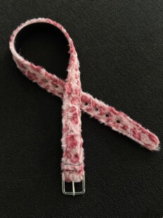 afaaa粉色豹纹毛绒腰带中古小众单品vintage百搭质感潮流针扣皮带