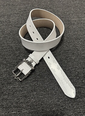 afaaa中古宫廷风雕花二层牛皮腰带 简约通勤cleanfit真皮小众皮带